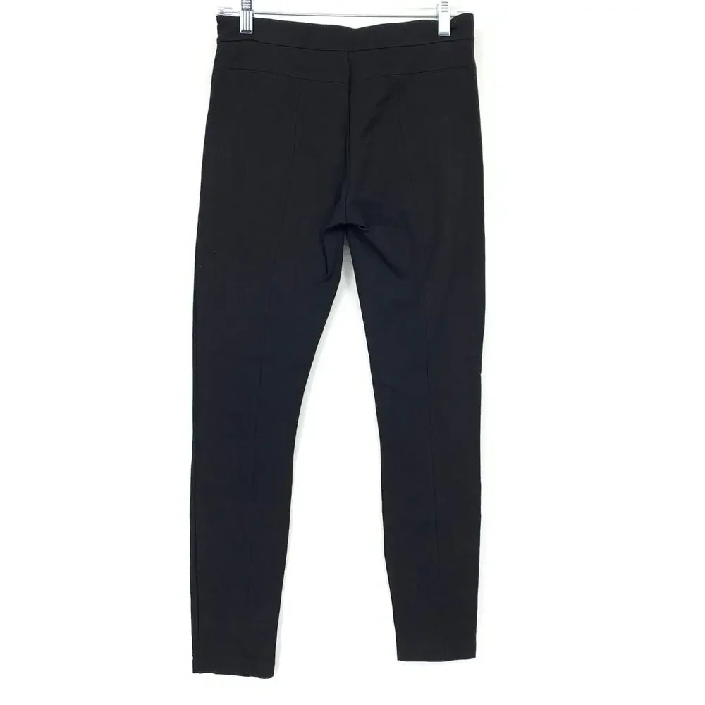 J. Crew Pixie Ponte Skinny Pant Womens Size 4 Zipper Details Black Snap Front